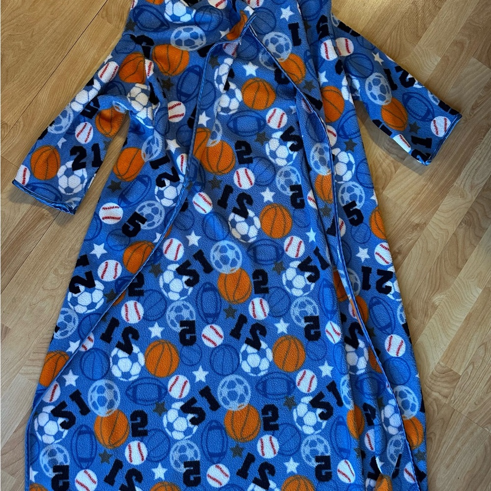Sports Themed Blue Fleece wearable Blanket